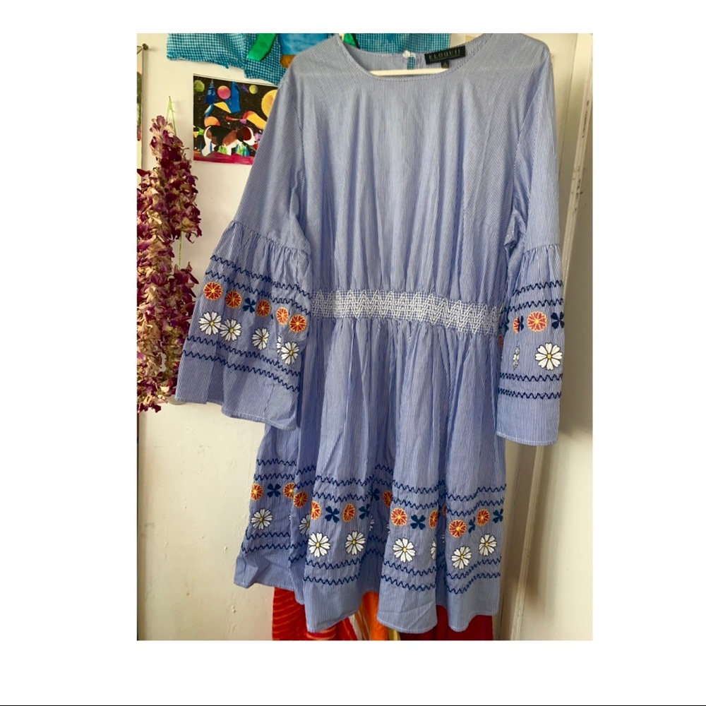 ELOQUII SIZE 18 EMBROIDERED A-LINE DRESS